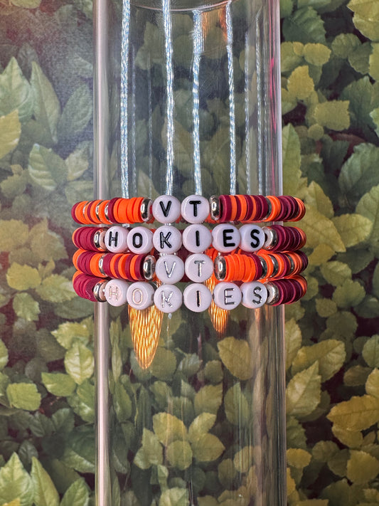 VT Hokies Pride Clay Bead Bracelets