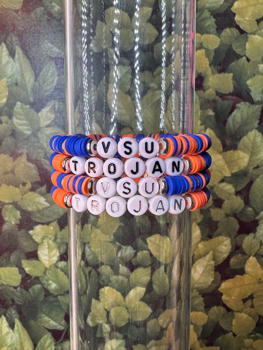 VSU Trojan Pride Clay Bead Bracelets