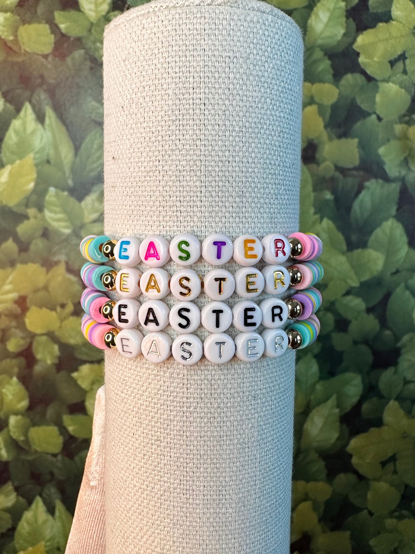 Custom Springtime Easter Clay Bead Bracelet